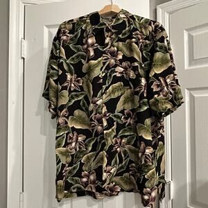 Tori Richard Hawaiian Shirt Men’s XXL Black Floral Aloha Button Up big and tall